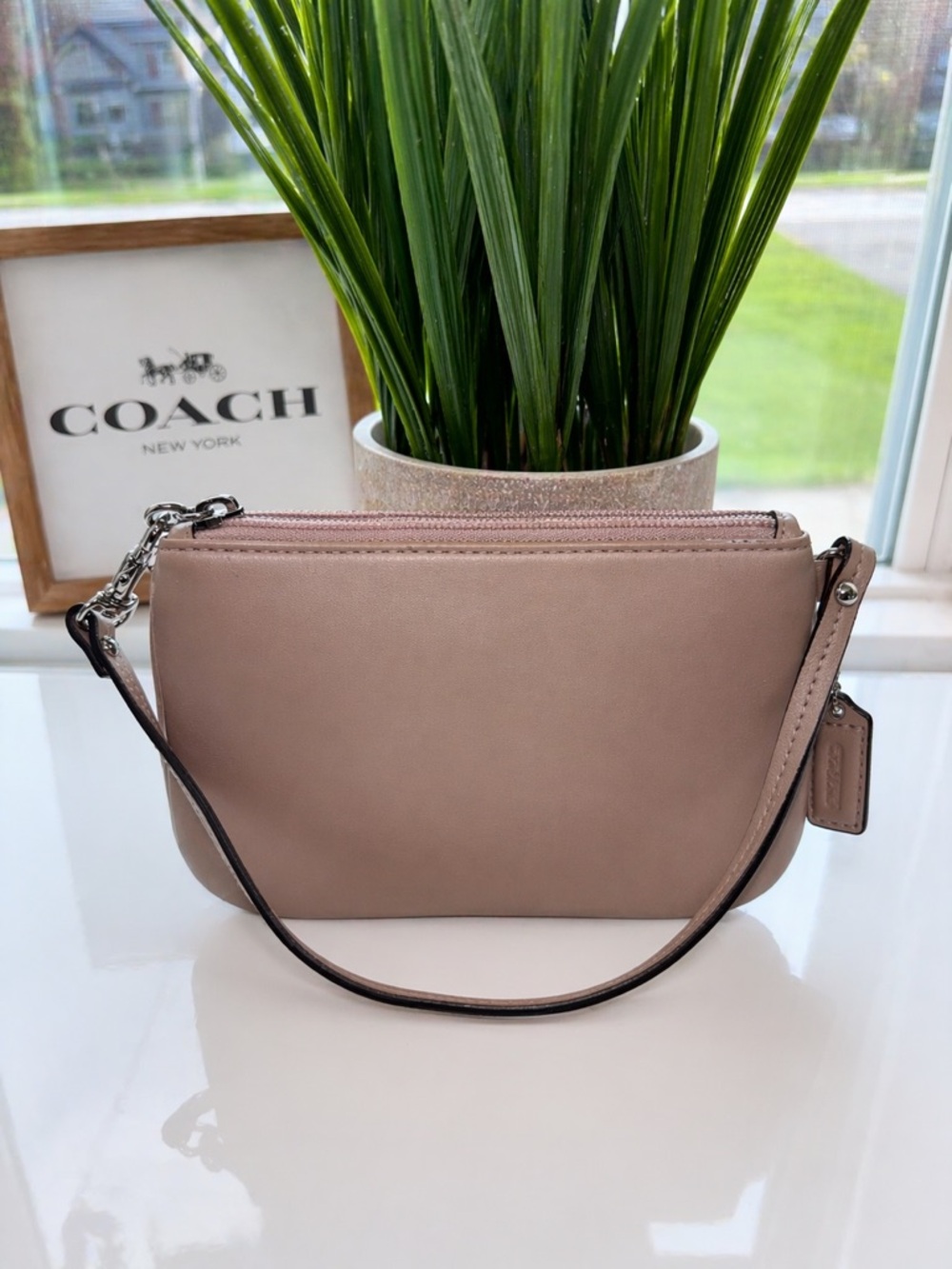Coach Blush Pink Leather Wristlet | Small Zip Pouch